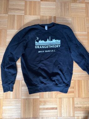 Orangetheory Black Crewneck Sweatshirt with White Skyline Graphic